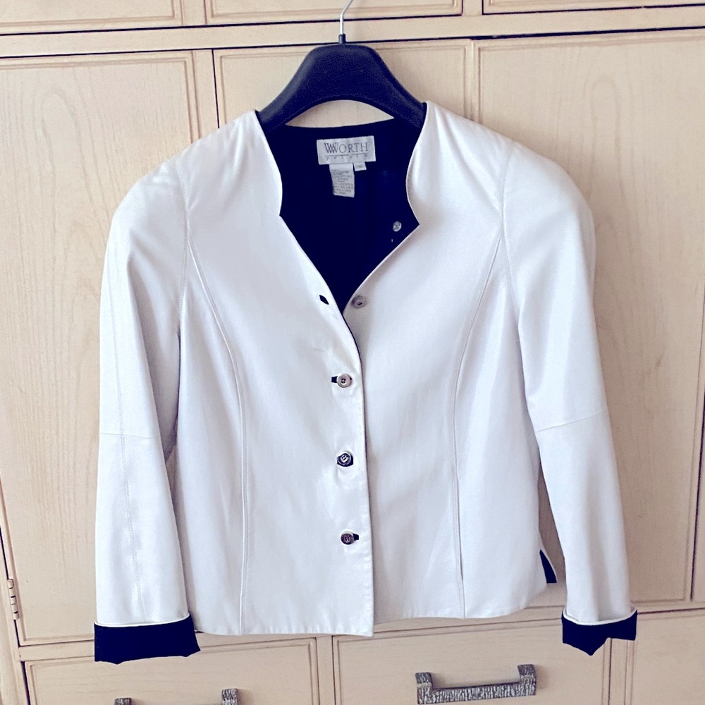 Worth Women's White Blazer with Black Trim